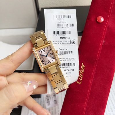 Cartier Tank Solo 316L Steel 24MM Imported Quartz Movement Gold Strap Women Square Watch